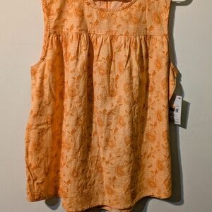 NWT Orange Sleeveless Cotton Top